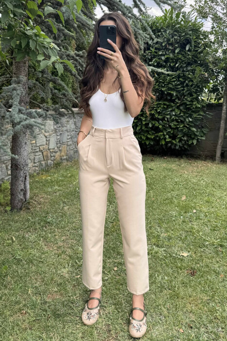ONE COLOR BELT TROUSERS WOMAN LIGHT GREY/GZ TROUSERS KLAUDIO