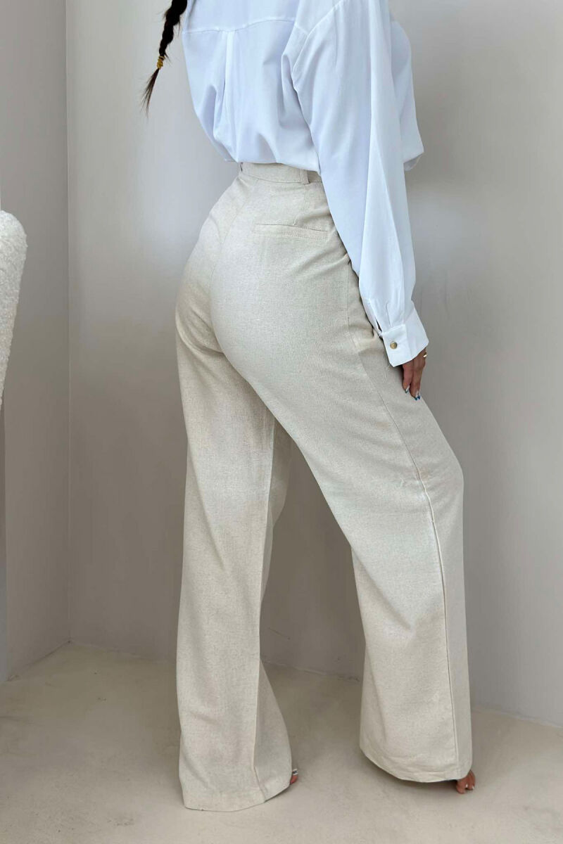 ONE COLOR SIMPLE WOMEN TROUSERS CREAM/KREM - 6