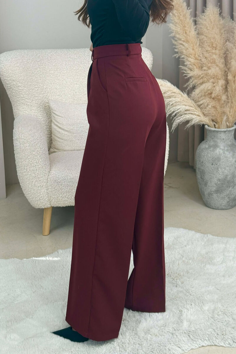 ONE COLOR SIMPLE WOMEN TROUSERS DARK BURGUNDY/VISHNJE E ERRET - 4