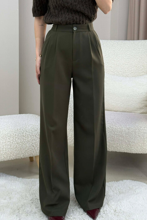 ONE COLOR SIMPLE WOMEN TROUSERS DARK GREEN/JEE - 4