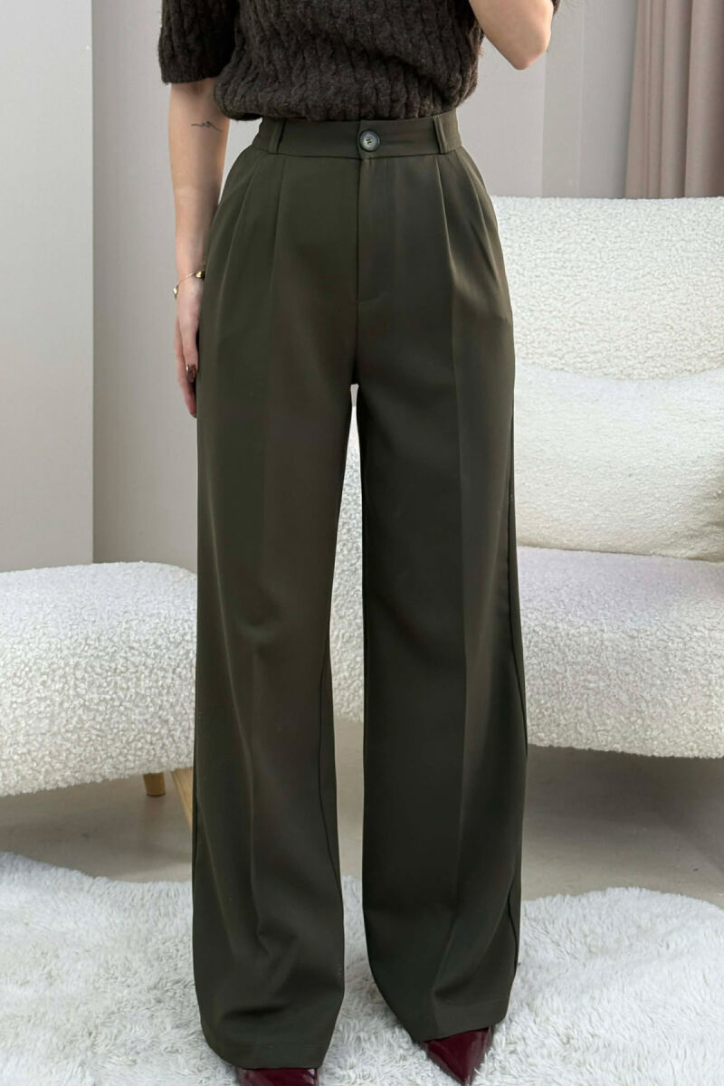 ONE COLOR SIMPLE WOMEN TROUSERS DARK GREEN/JEE - 4