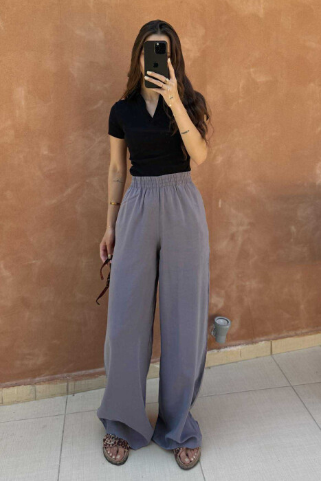 ONE COLOR SIMPLE WOMEN TROUSERS DARK GREY/GEE 