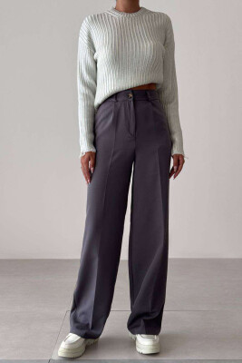 ONE COLOR SIMPLE WOMEN TROUSERS DARK GREY/GEE 