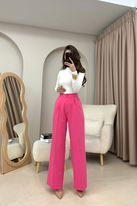 ONE COLOR SIMPLE WOMEN TROUSERS FUCHSIA/CIKLAMI 