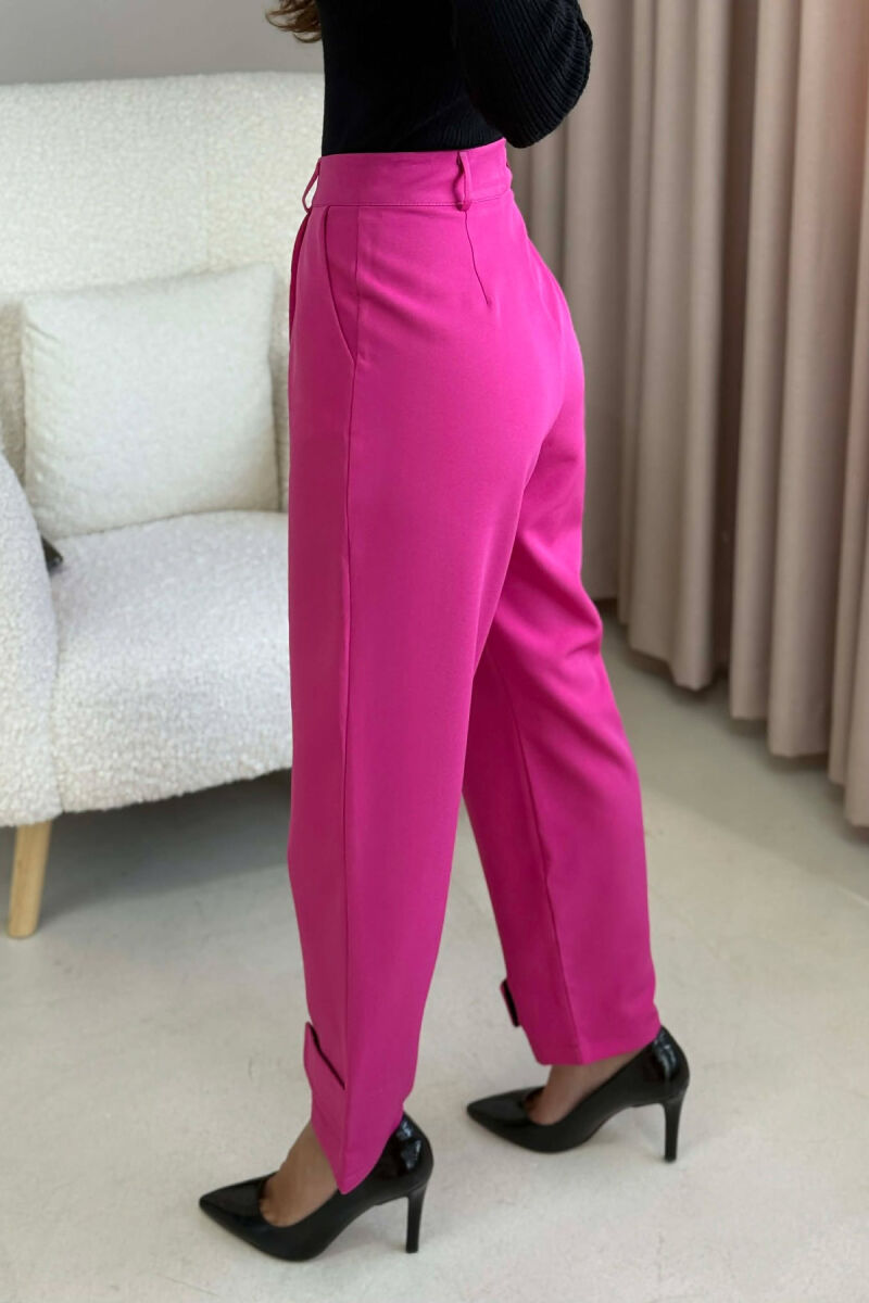 ONE COLOR SIMPLE WOMEN TROUSERS FUCHSIA/CIKLAMI - 4