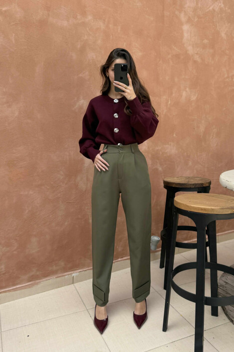 ONE COLOR SIMPLE WOMEN TROUSERS GREEN/JESHILE - 6
