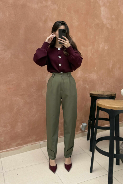 ONE COLOR SIMPLE WOMEN TROUSERS GREEN/JESHILE - 7