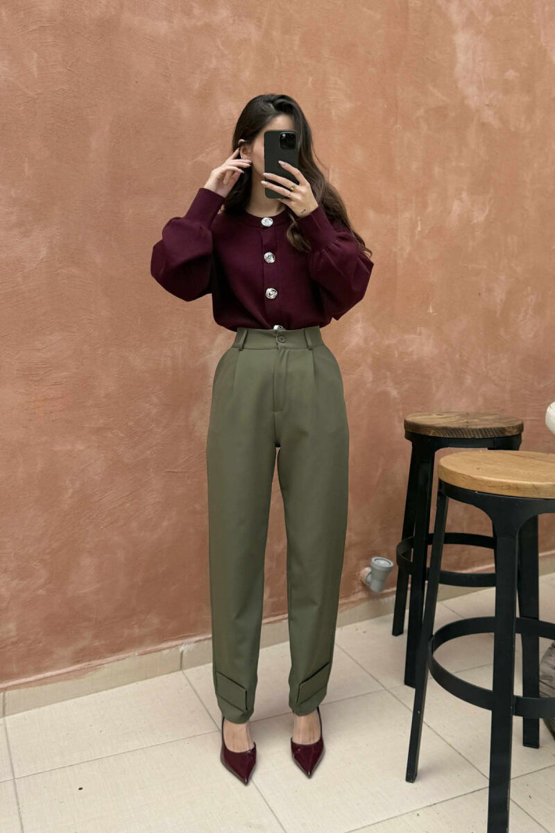 ONE COLOR SIMPLE WOMEN TROUSERS GREEN/JESHILE - 7