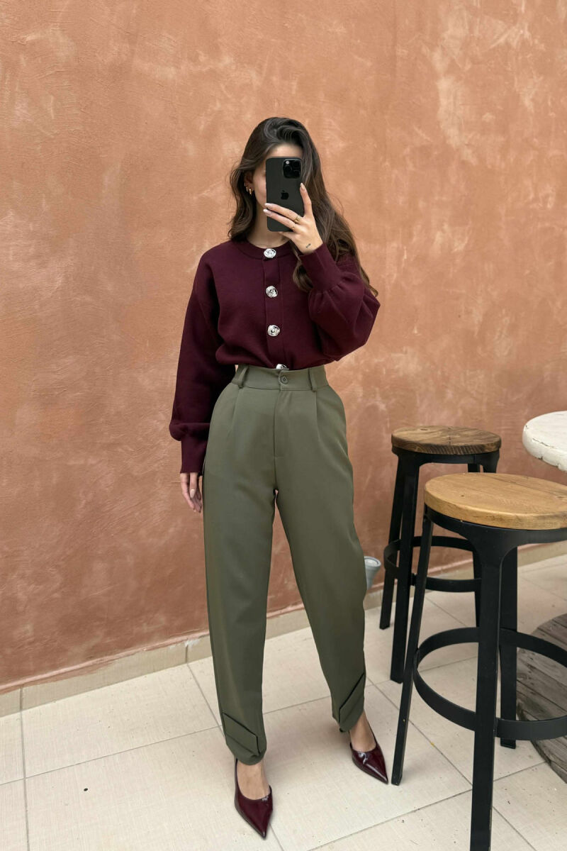 ONE COLOR SIMPLE WOMEN TROUSERS GREEN/JESHILE - 9