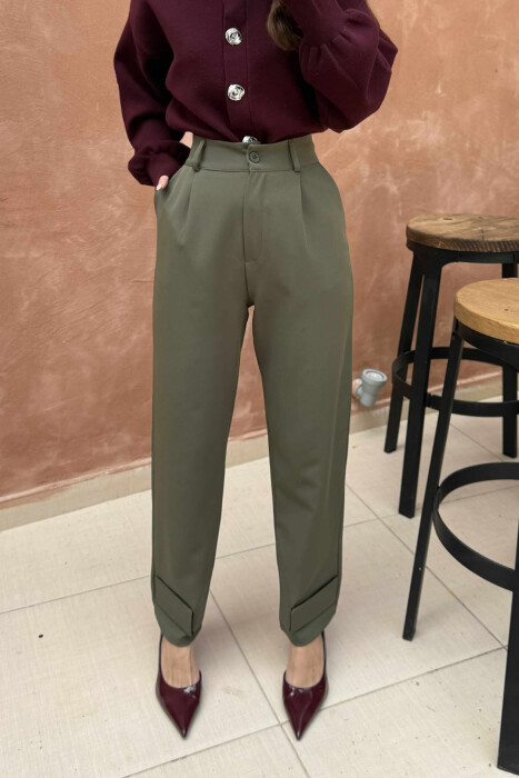 ONE COLOR SIMPLE WOMEN TROUSERS GREEN/JESHILE - 10