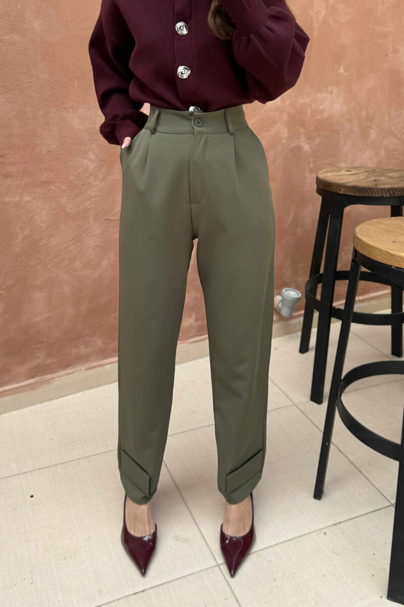 ONE COLOR SIMPLE WOMEN TROUSERS GREEN/JESHILE - 10