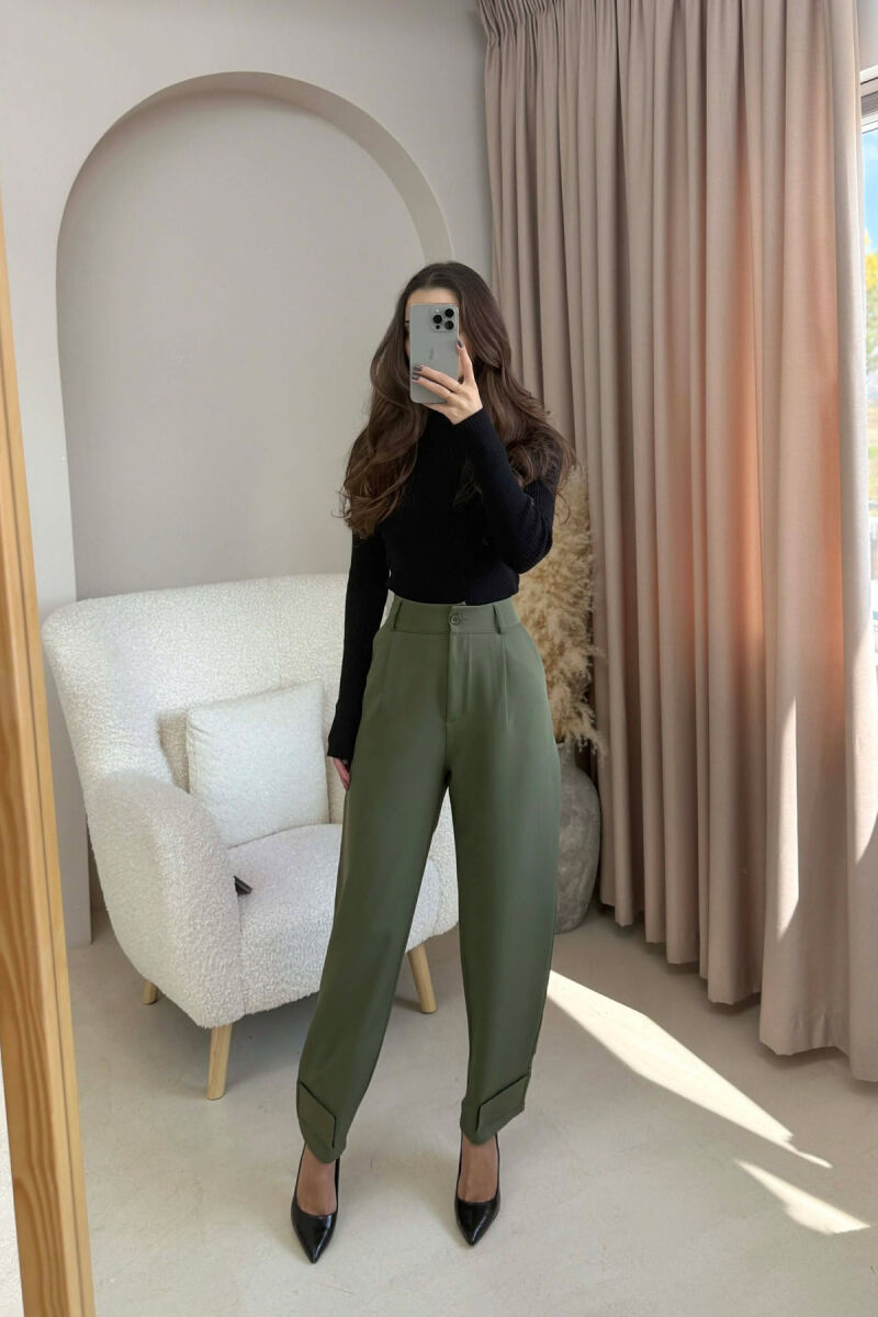 ONE COLOR SIMPLE WOMEN TROUSERS GREEN/JESHILE - 3