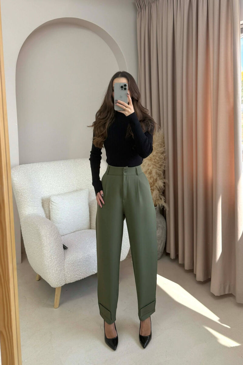 ONE COLOR SIMPLE WOMEN TROUSERS GREEN/JESHILE - 4