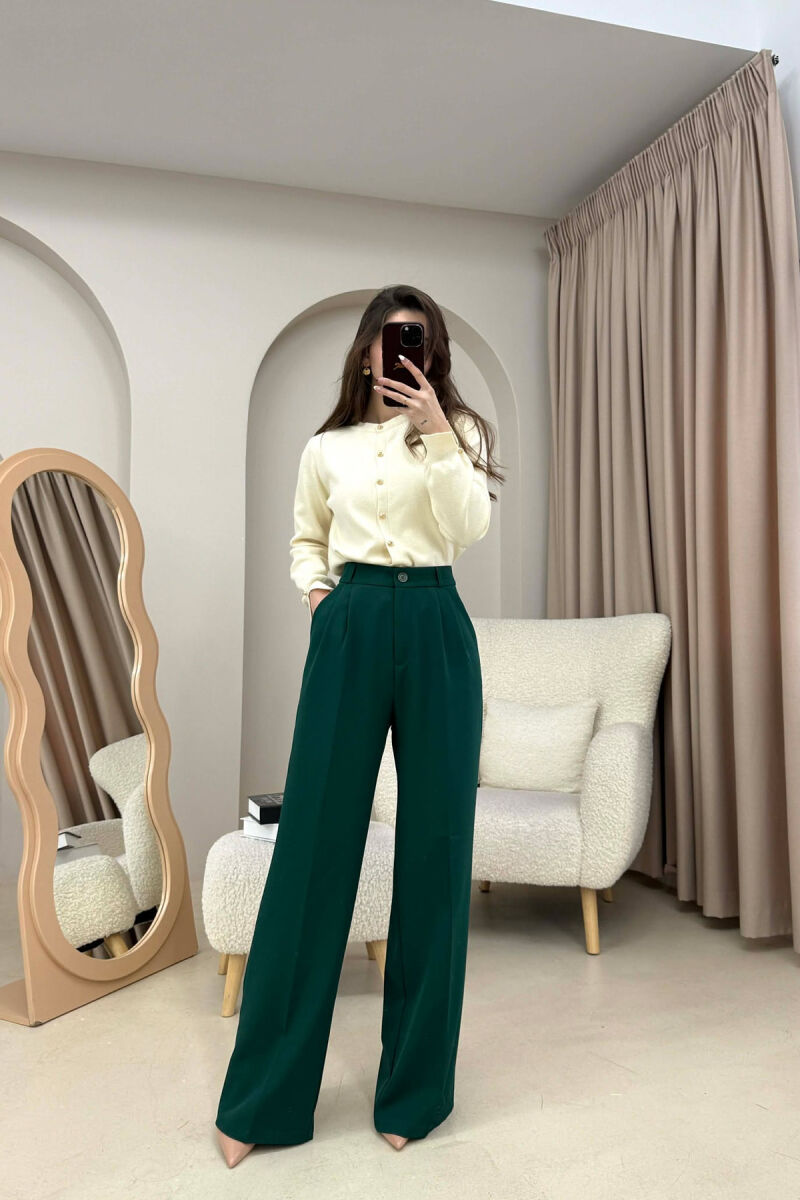 ONE COLOR SIMPLE WOMEN TROUSERS GREEN/JESHILE - 1