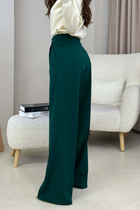 ONE COLOR SIMPLE WOMEN TROUSERS GREEN/JESHILE - 2
