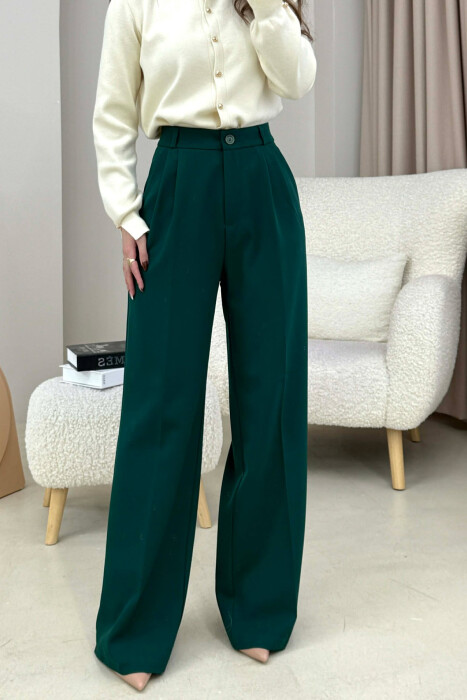 ONE COLOR SIMPLE WOMEN TROUSERS GREEN/JESHILE - 3
