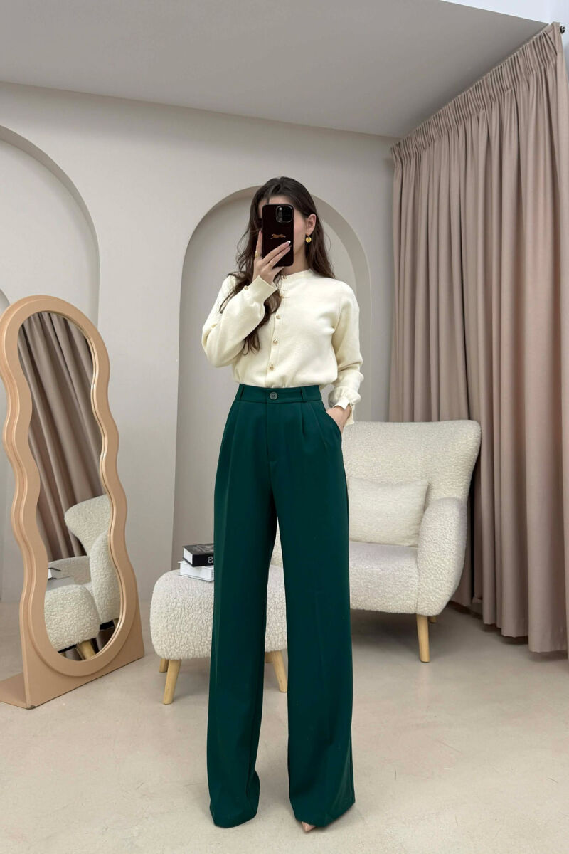 ONE COLOR SIMPLE WOMEN TROUSERS GREEN/JESHILE - 4