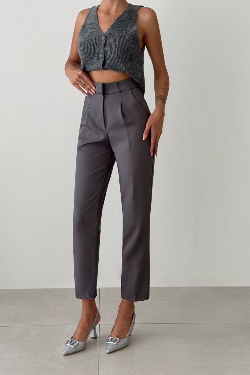 ONE COLOR SIMPLE WOMEN TROUSERS GREY/GRI - 5