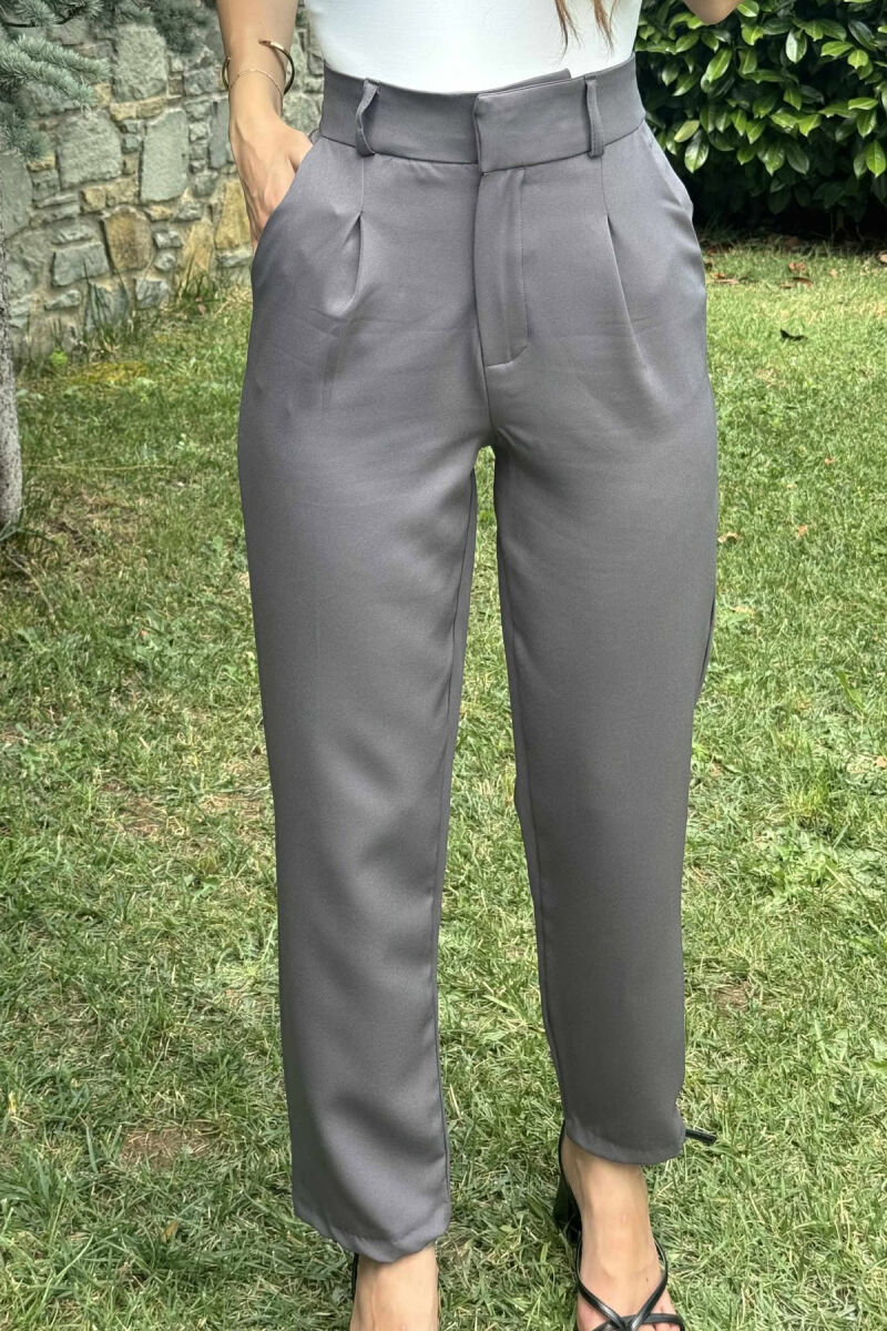 ONE COLOR SIMPLE WOMEN TROUSERS GREY/GRI - 3
