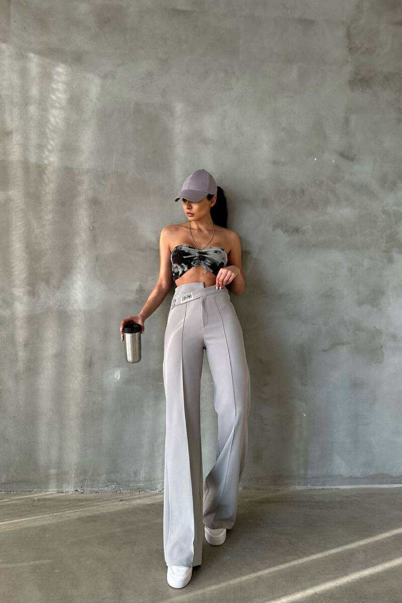 ONE COLOR SIMPLE WOMEN TROUSERS GREY/GRI - 1