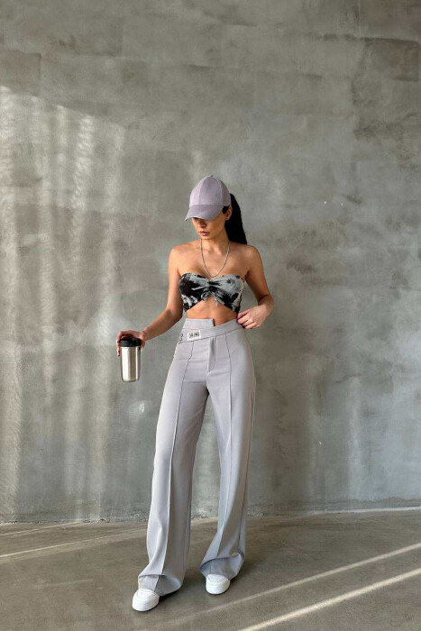 ONE COLOR SIMPLE WOMEN TROUSERS GREY/GRI - 2