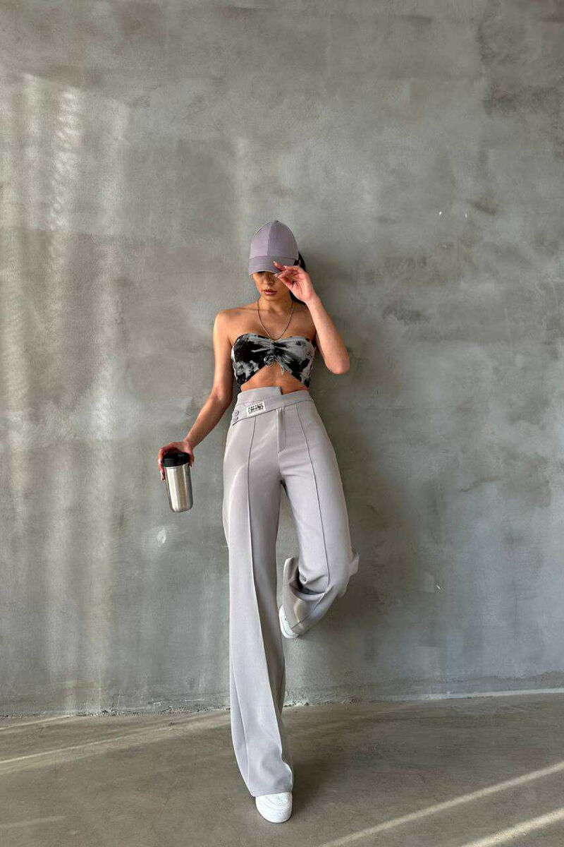 ONE COLOR SIMPLE WOMEN TROUSERS GREY/GRI - 3