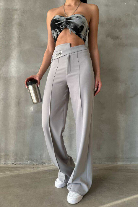 ONE COLOR SIMPLE WOMEN TROUSERS GREY/GRI - 4