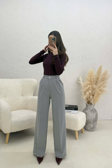 ONE COLOR SIMPLE WOMEN TROUSERS GREY/GRI 
