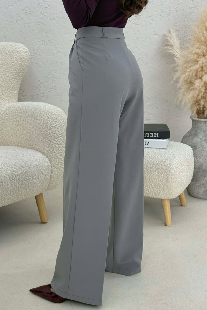 ONE COLOR SIMPLE WOMEN TROUSERS GREY/GRI - 2