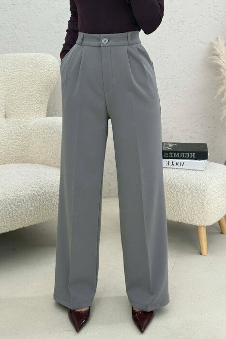 ONE COLOR SIMPLE WOMEN TROUSERS GREY/GRI - 3