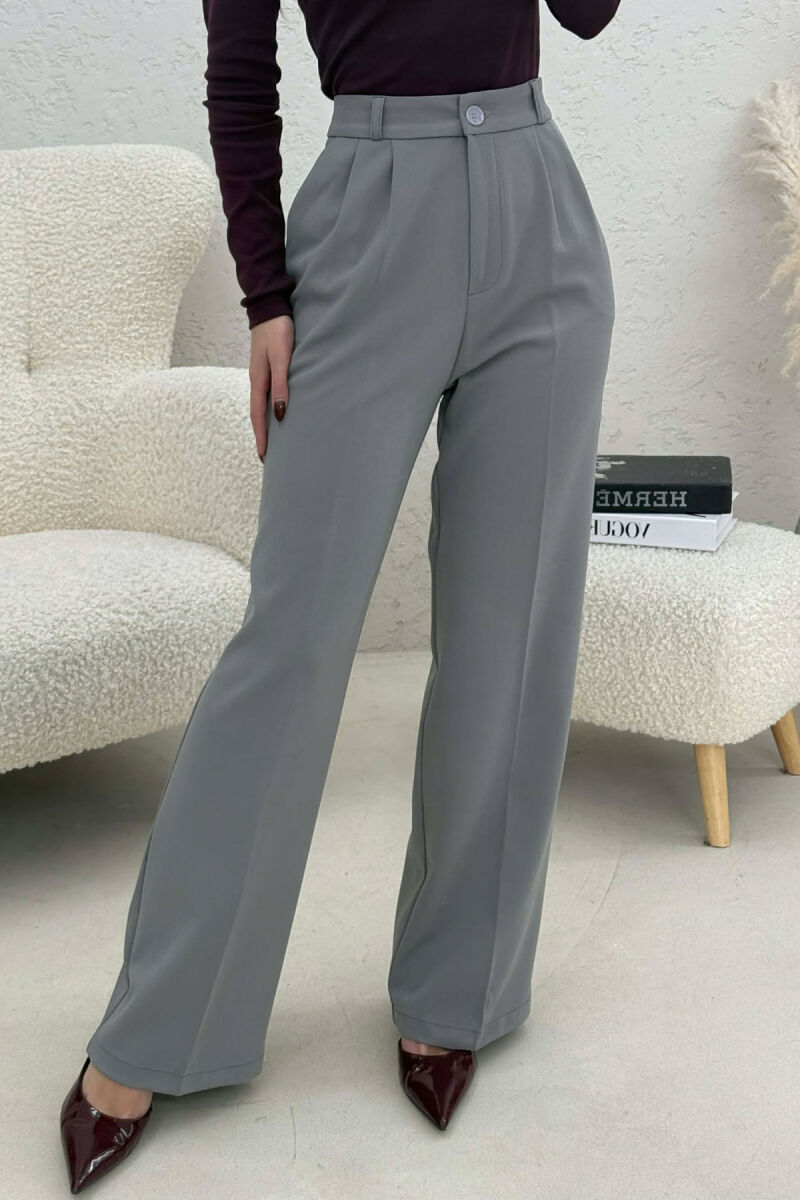 ONE COLOR SIMPLE WOMEN TROUSERS GREY/GRI - 4