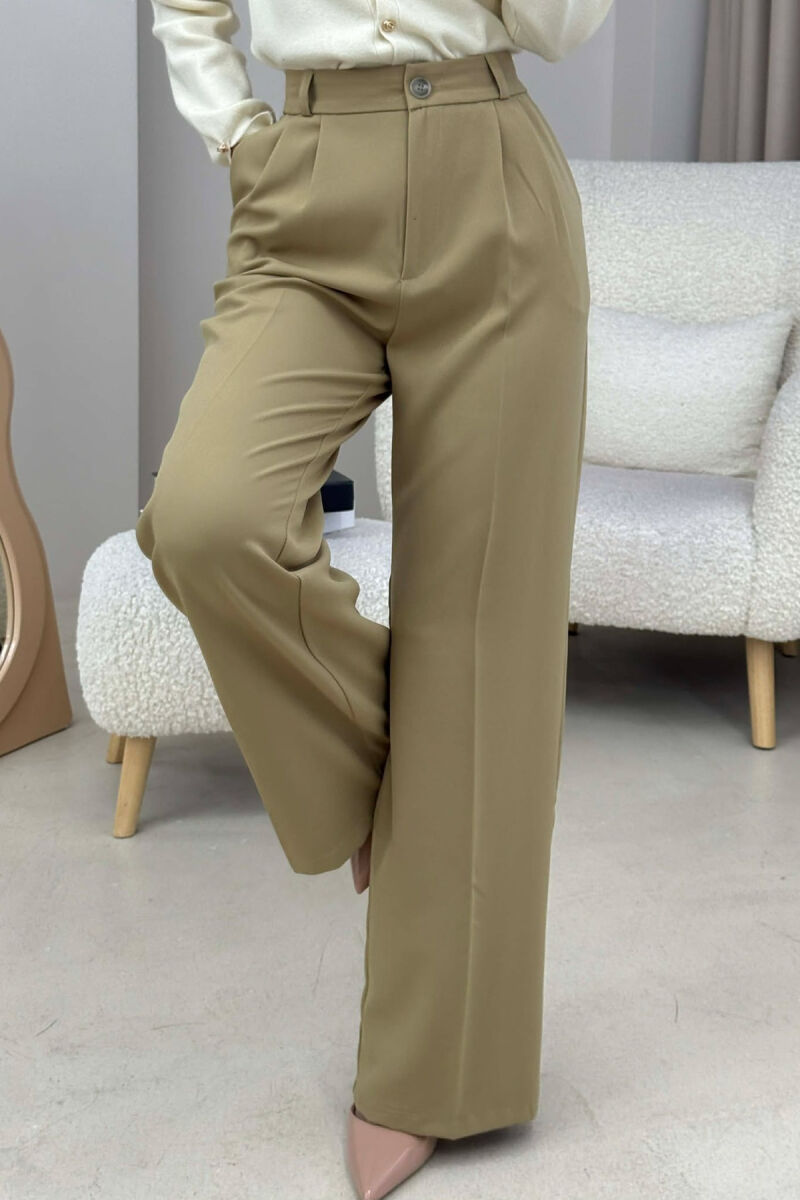 ONE COLOR SIMPLE WOMEN TROUSERS KHAKI / KAKI - 2