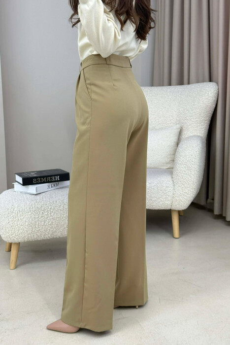 ONE COLOR SIMPLE WOMEN TROUSERS KHAKI / KAKI - 3