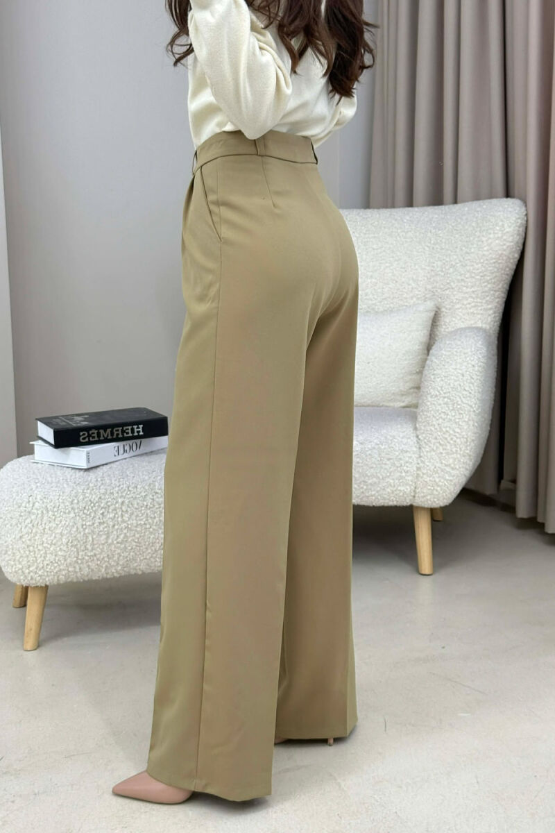 ONE COLOR SIMPLE WOMEN TROUSERS KHAKI / KAKI - 3