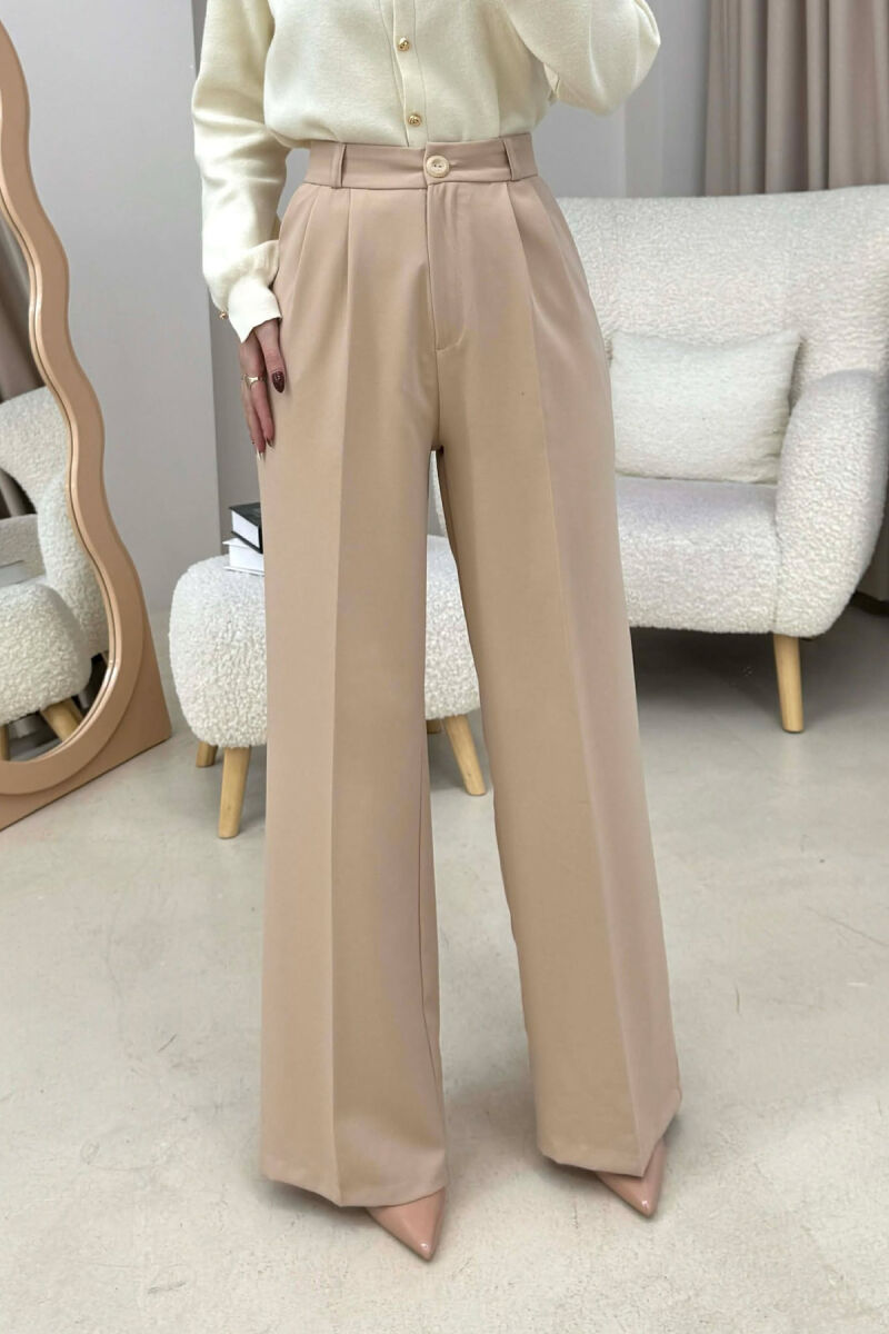 ONE COLOR SIMPLE WOMEN TROUSERS LIGHT BEIGE/BZHZB - 4