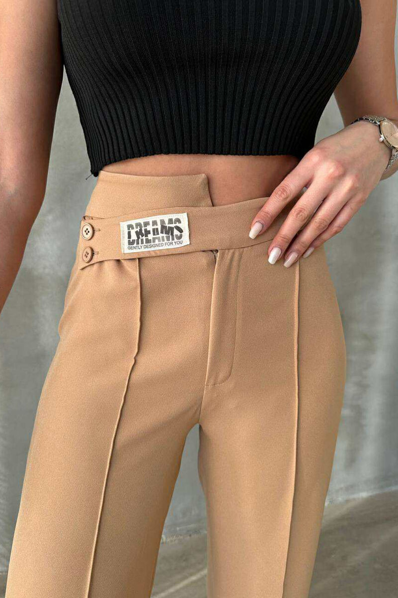 ONE COLOR SIMPLE WOMEN TROUSERS LIGHT BROWN/KAZB - 2