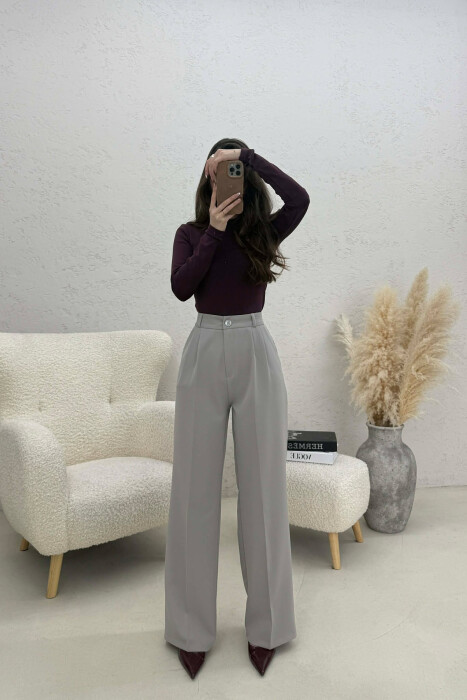 ONE COLOR SIMPLE WOMEN TROUSERS LIGHT GREY/GZ 
