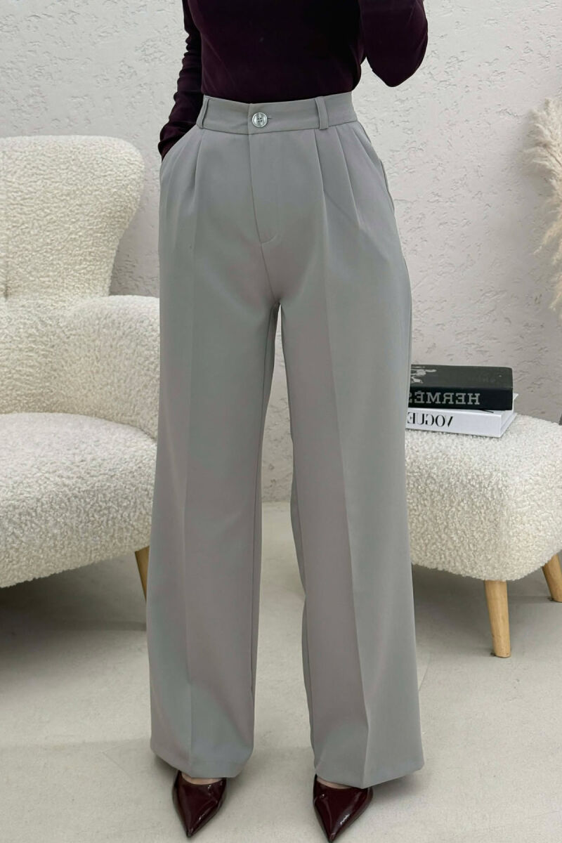 ONE COLOR SIMPLE WOMEN TROUSERS LIGHT GREY/GZ - 2