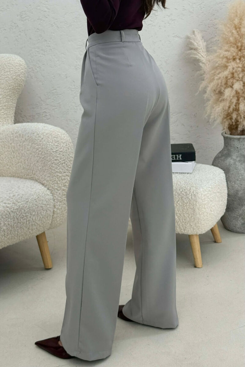 ONE COLOR SIMPLE WOMEN TROUSERS LIGHT GREY/GZ - 3
