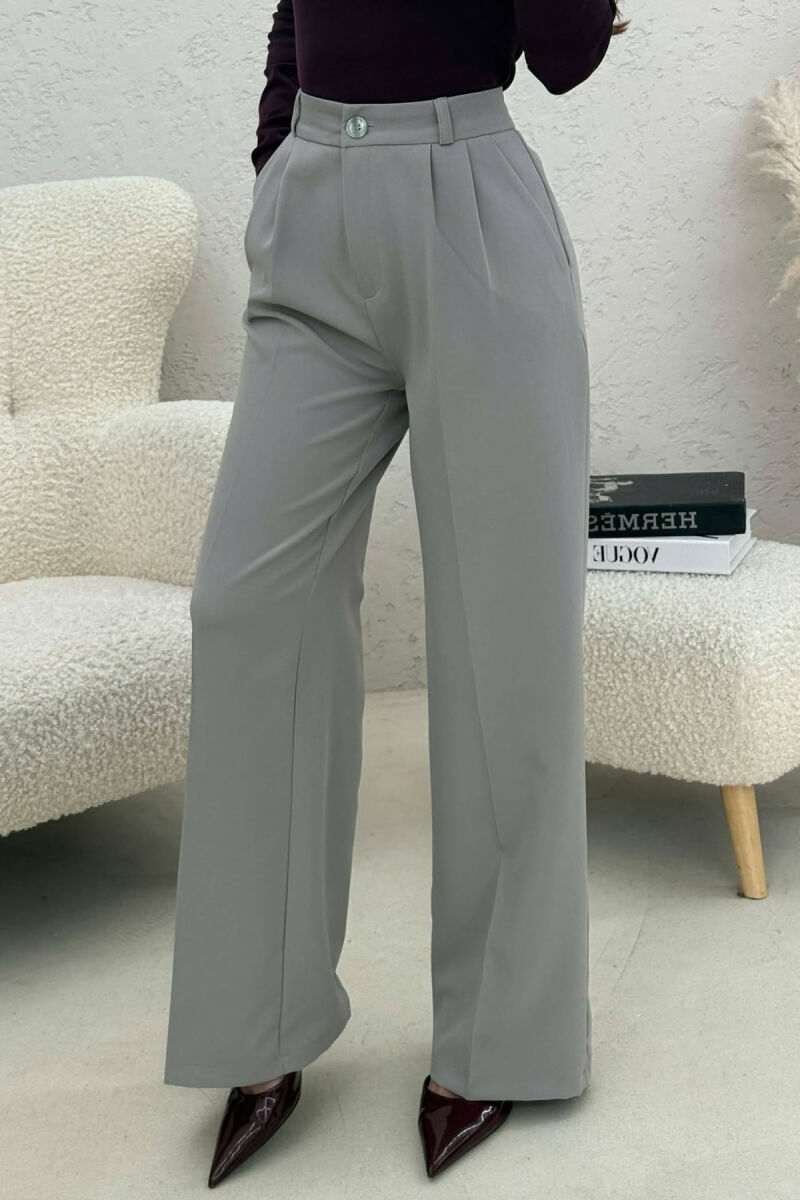 ONE COLOR SIMPLE WOMEN TROUSERS LIGHT GREY/GZ - 4