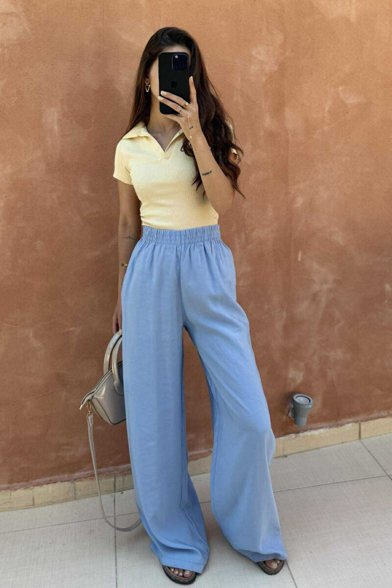 ONE COLOR SIMPLE WOMEN TROUSERS LIGHTBLUE/BZ - 1