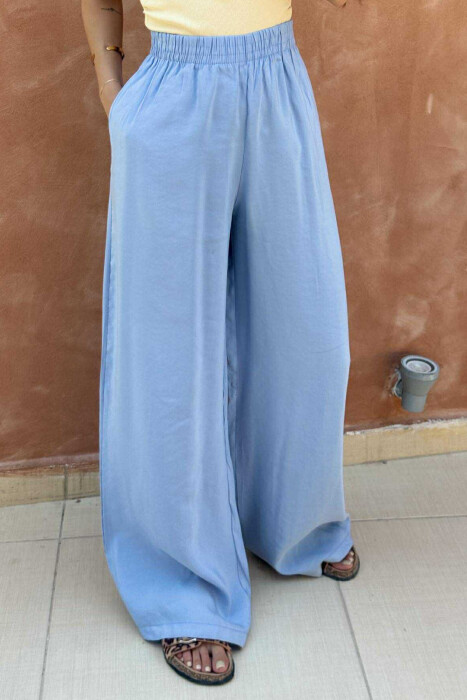ONE COLOR SIMPLE WOMEN TROUSERS LIGHTBLUE/BZ - 2