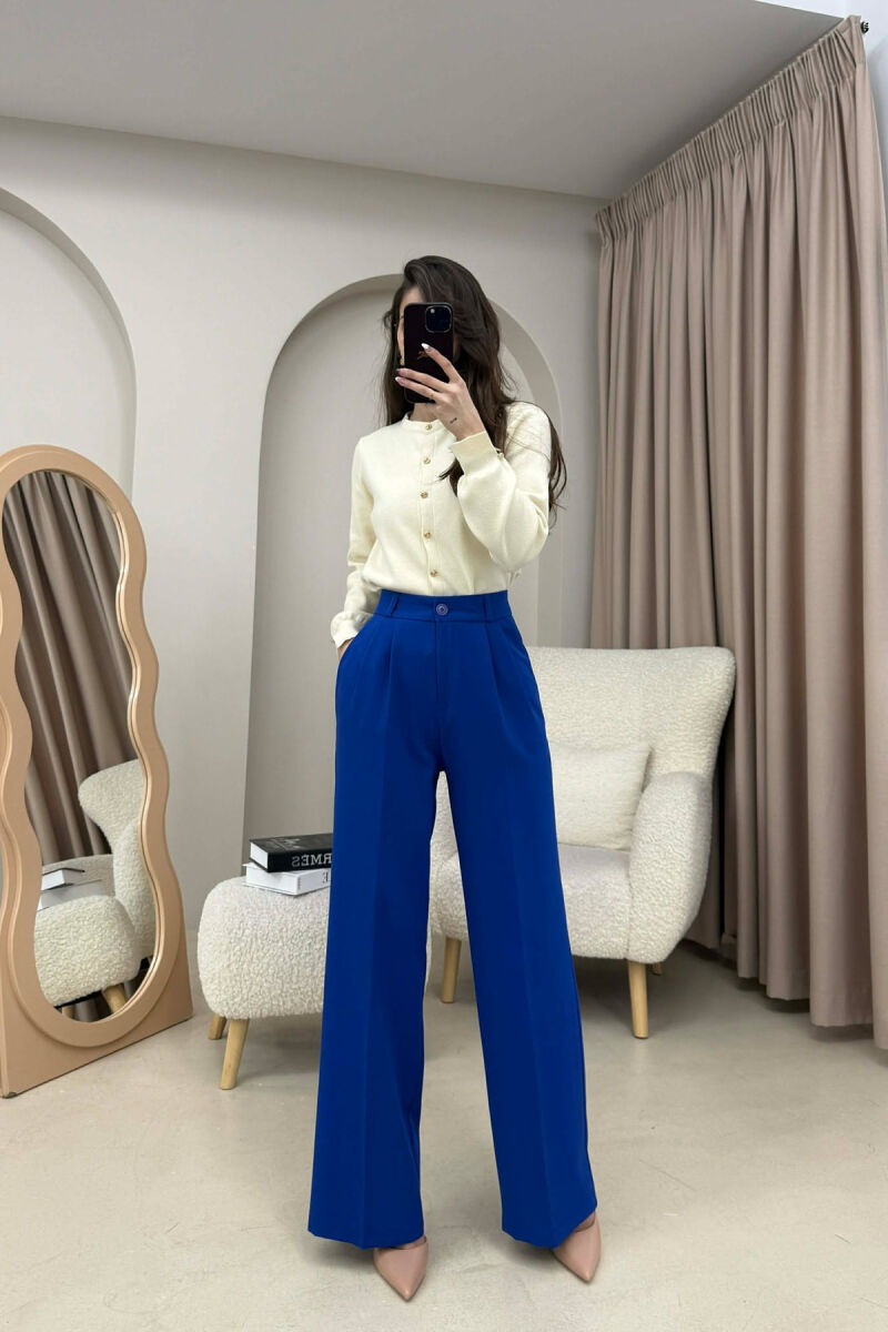 ONE COLOR SIMPLE WOMEN TROUSERS LIGHTBLUE/BZ - 1