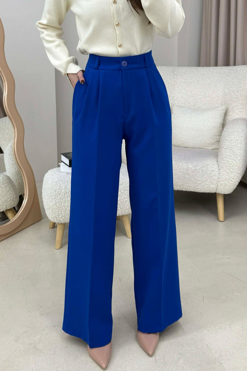 ONE COLOR SIMPLE WOMEN TROUSERS LIGHTBLUE/BZ - 2