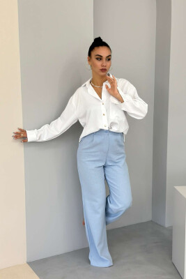 ONE COLOR SIMPLE WOMEN TROUSERS LIGHTBLUE/BZ 