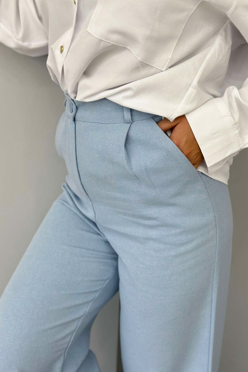 ONE COLOR SIMPLE WOMEN TROUSERS LIGHTBLUE/BZ - 2