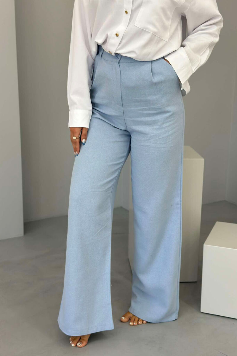 ONE COLOR SIMPLE WOMEN TROUSERS LIGHTBLUE/BZ - 3