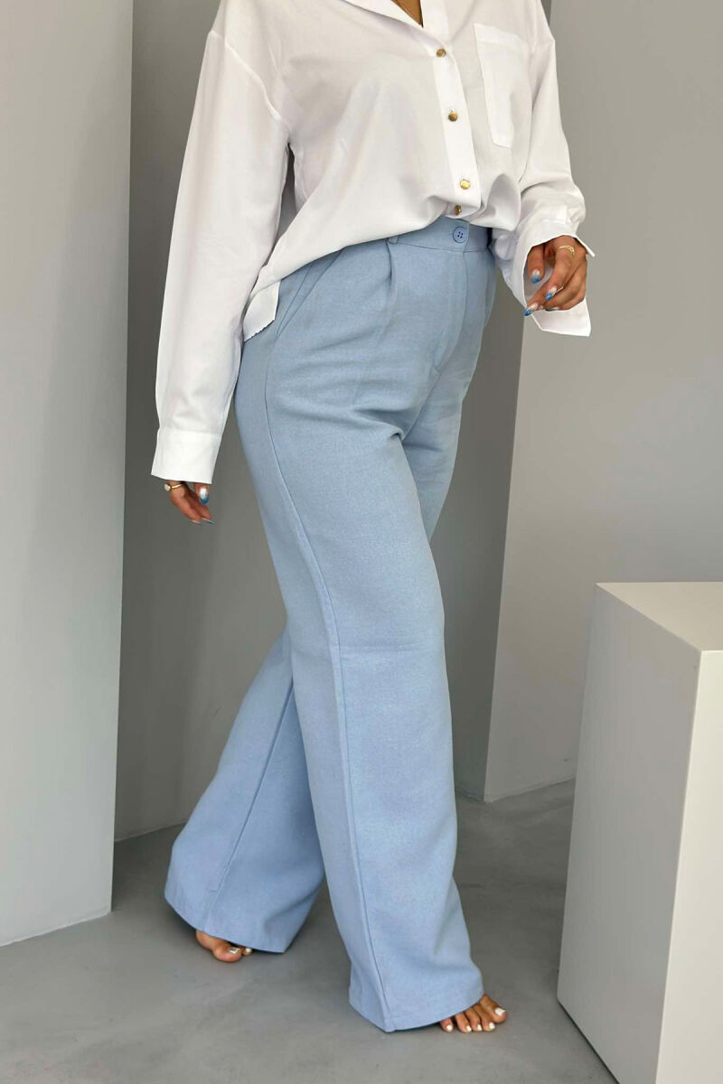 ONE COLOR SIMPLE WOMEN TROUSERS LIGHTBLUE/BZ - 5