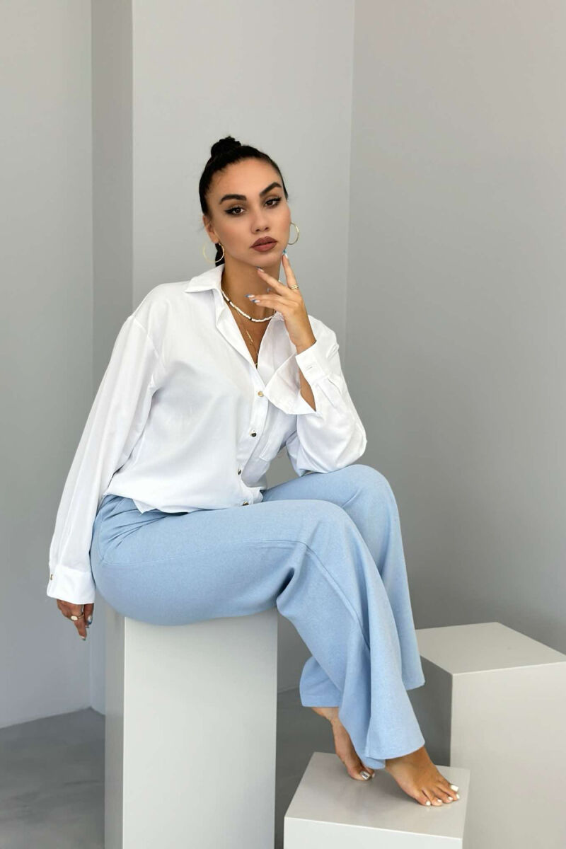 ONE COLOR SIMPLE WOMEN TROUSERS LIGHTBLUE/BZ - 6