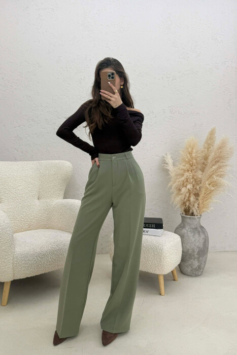 ONE COLOR SIMPLE WOMEN TROUSERS MINT/MENTE 
